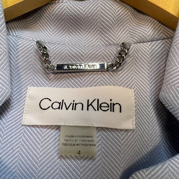 Calvin Klein Women's Open Front Pleated Blazer Long Sleeve Size 4 Light Blue - Picture 3 of 14